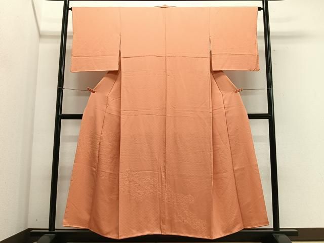 平和屋着物■色留訪問着 色無地 流水扇面地紋 黄丹色 正絹 逸品 CABM6785ua