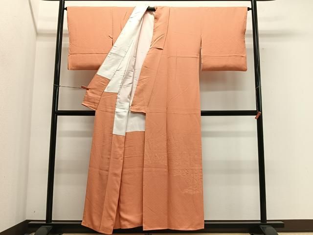 平和屋着物■色留訪問着 色無地 流水扇面地紋 黄丹色 正絹 逸品 CABM6785ua