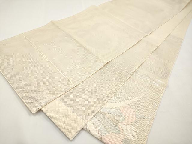 平和屋着物*夏物 太鼓柄袋帯 流水地紙花文 銀糸 正絹 逸品 CABM6824tx