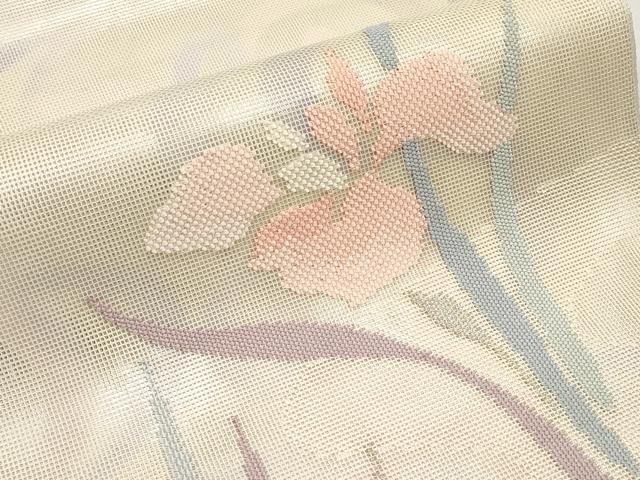 平和屋着物*夏物 太鼓柄袋帯 杜若 銀糸 正絹 逸品 未使用 CABM6841tx
