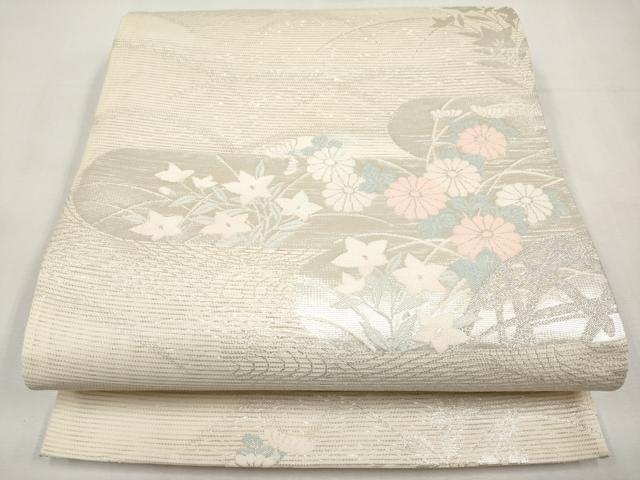 平和屋着物*夏物 六通柄袋帯 霞草花文 正絹 逸品 CABM6849tx