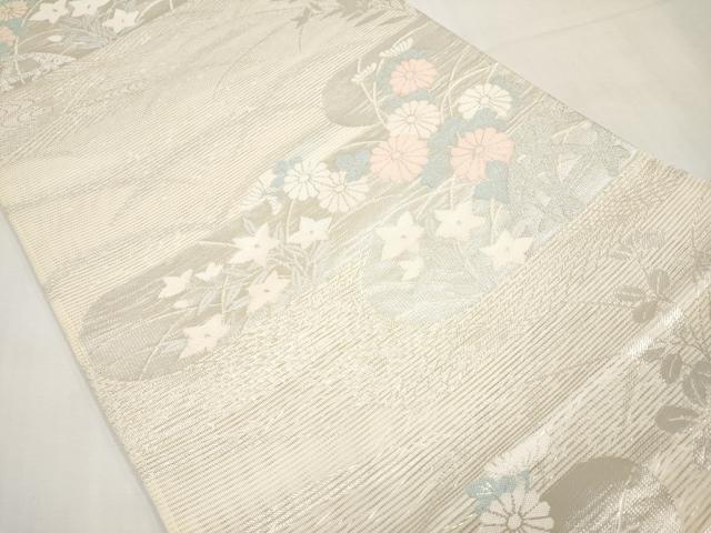 平和屋着物*夏物 六通柄袋帯 霞草花文 正絹 逸品 CABM6849tx