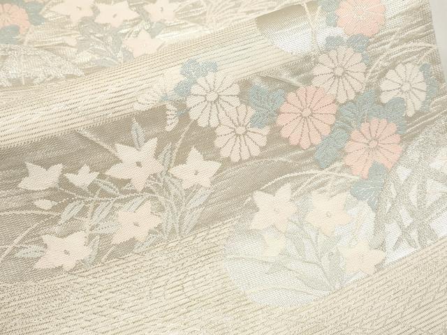 平和屋着物*夏物 六通柄袋帯 霞草花文 正絹 逸品 CABM6849tx
