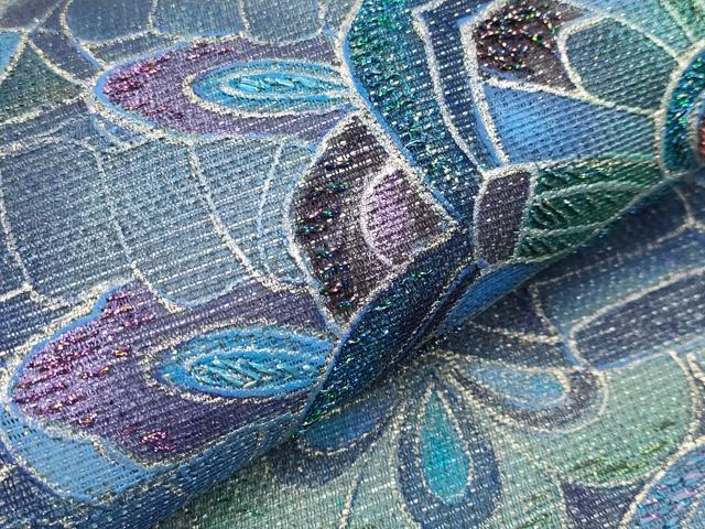 平和屋着物*夏物 中国三大刺繍 相良刺繍 太鼓柄袋帯 正倉院 銀彩 正絹 逸品 未使用 CABM6981tx
