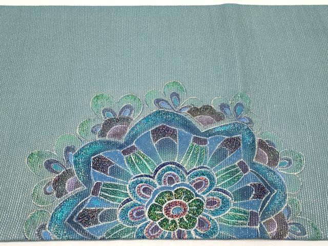 平和屋着物*夏物 中国三大刺繍 相良刺繍 太鼓柄袋帯 正倉院 銀彩 正絹 逸品 未使用 CABM6981tx