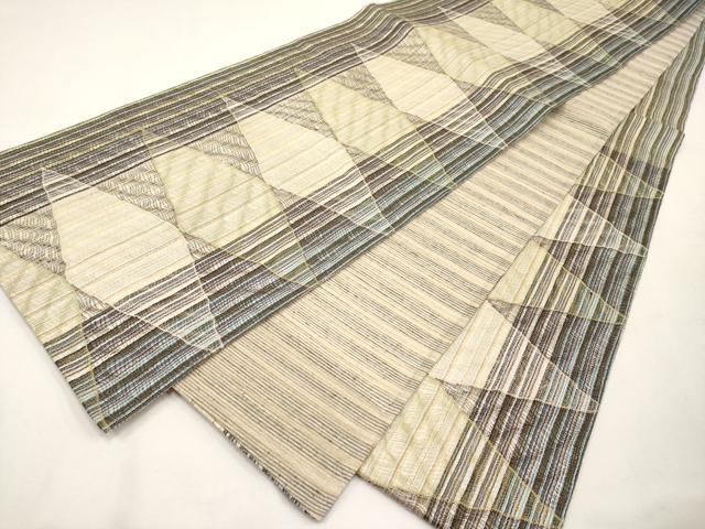平和屋着物*夏物 両面 六通柄袋帯 櫛織 菱繋ぎ 金糸 正絹 逸品 CABM6983tx