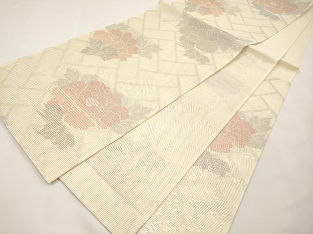 平和屋着物*夏物 六通柄袋帯 牡丹 銀糸 正絹 逸品 CABM6984tx