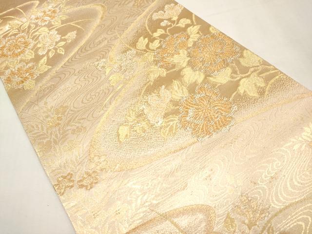 平和屋本店▼六通柄袋帯 枝花文 純金箔 正絹 逸品 CABM6992tx
