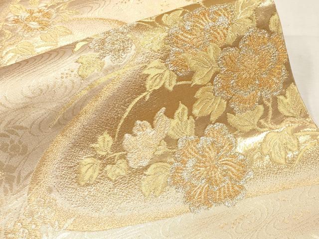 平和屋本店▼六通柄袋帯 枝花文 純金箔 正絹 逸品 CABM6992tx