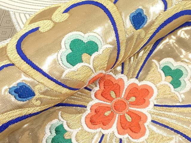平和屋本店▼六通柄袋帯 唐織 正倉院 二丁箔 本金箔 正絹 逸品 CABM6993tx