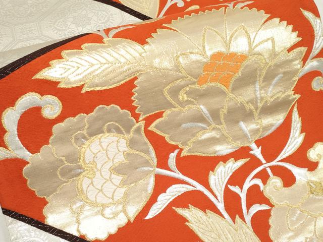 平和屋本店▼六通柄袋帯 唐織 蜀江更紗花文 純金箔24K 正絹 逸品 CABM7006tx