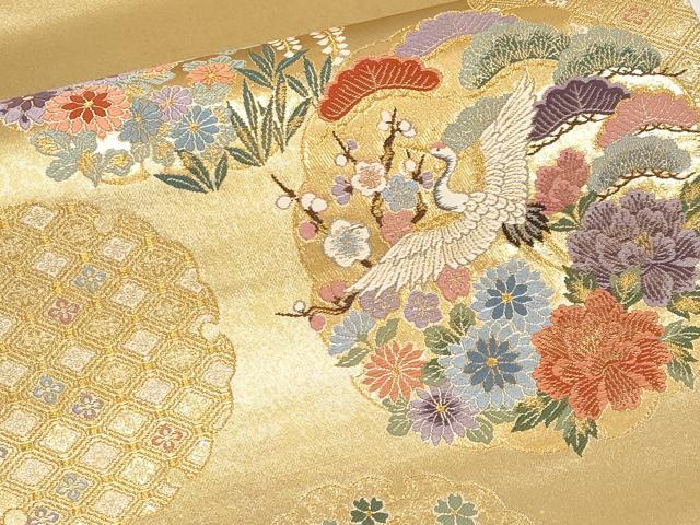 平和屋本店▼西陣 前田徳織物謹製 六通柄袋帯 唐織 慶長鏡裏紋 九百泥金箔 証紙付き 正絹 逸品 未使用 CABM7008tx