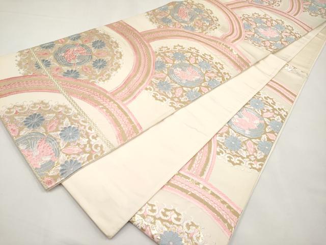 平和屋本店▼六通柄袋帯 唐織 花鳥唐草文 錦 本金箔貳拾四金 正絹 逸品 CABM7020tx