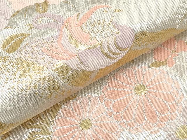 平和屋本店▼六通柄袋帯 花鳥文 純金二重箔 正絹 逸品 CABM7022tx