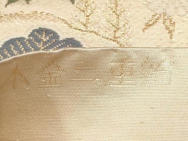 平和屋本店▼六通柄袋帯 唐織 山菊孔雀文 本金二重箔 正絹 逸品 CABM7024tx
