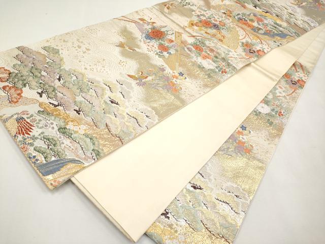 平和屋本店▼六通柄袋帯 唐織 桃山宝華松文 本金箔二重 正絹 逸品 CABM7038tx