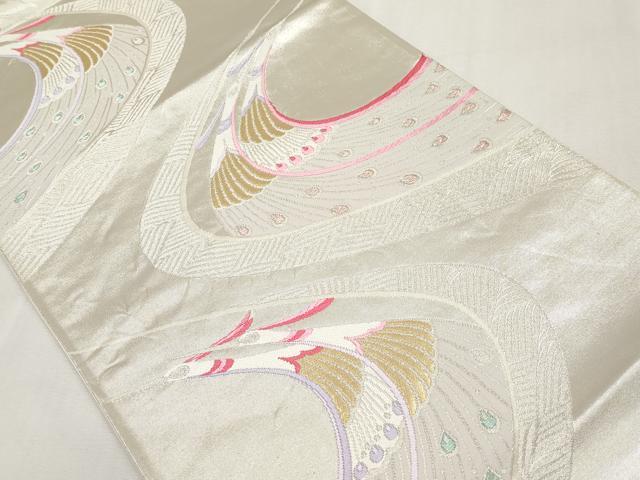 平和屋本店▼六通柄袋帯 唐織 孔雀文 純金箔貳拾四金 正絹 逸品 CABM7053tx
