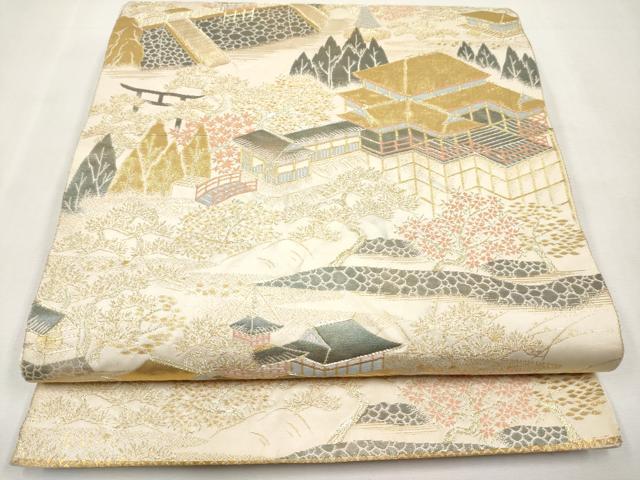 平和屋本店▼六通柄袋帯 清水寺眺望 純金箔 手織二重箔 正絹 逸品 CABM7056tx