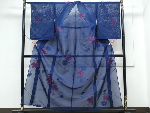 平和屋着物*夏物 小紋 紗 草花文 正絹 逸品 CABM7308th