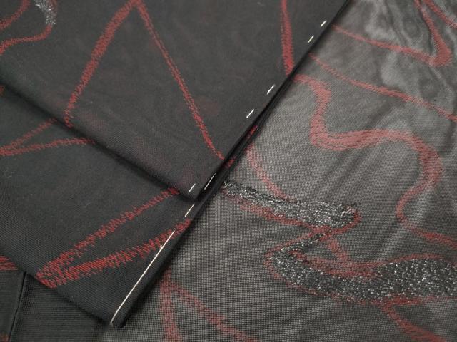 平和屋着物*夏物 小紋 紗 流水文 黒地 銀糸 正絹 逸品 CABM7309th