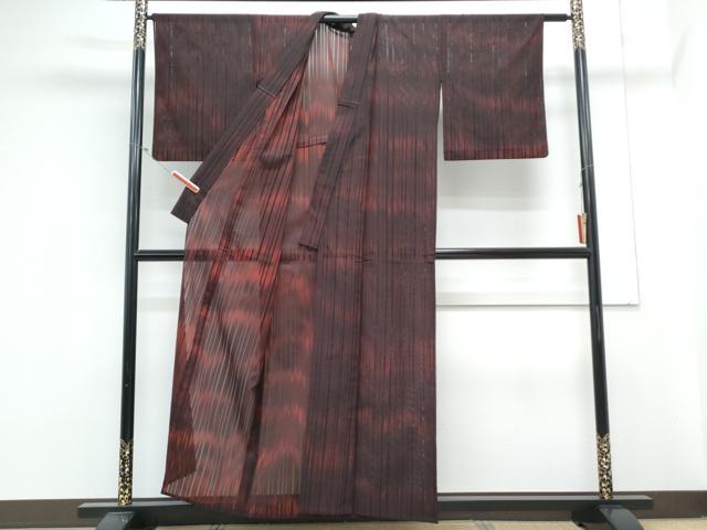 平和屋着物*夏物 小紋 紗 間道 暈し染め 正絹 逸品 CABM7315th