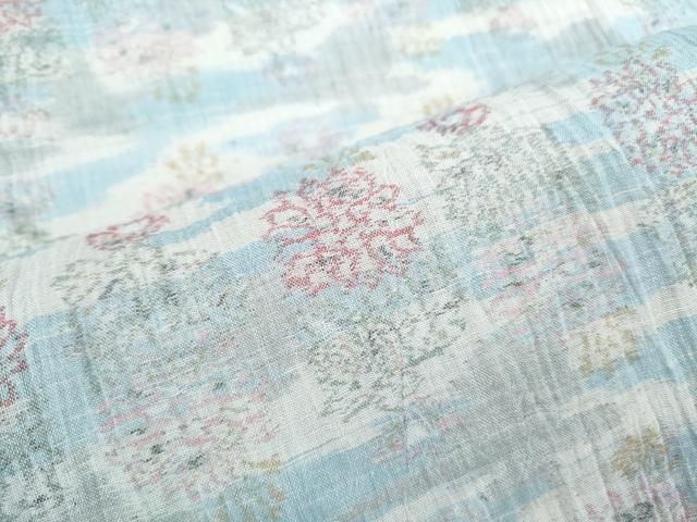 平和屋着物*夏物 本場小千谷ちぢみ 草花文 麻 逸品 CABM7320th