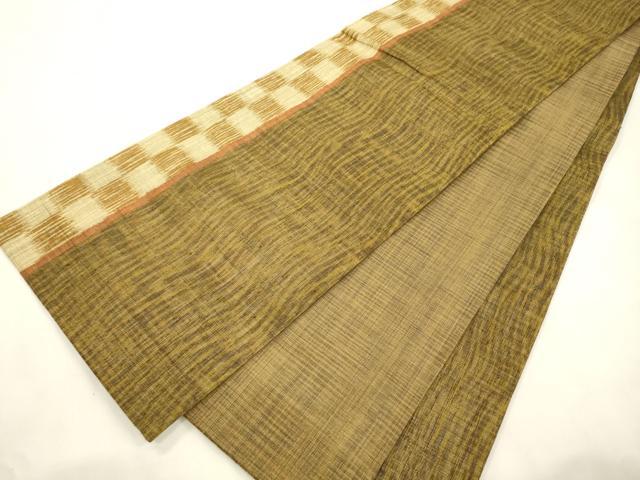 平和屋着物●全通柄袋帯 紬地 幾何学文 金糸 正絹 逸品 未使用 CABM7601dy