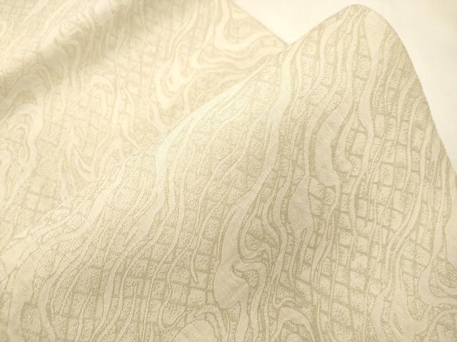 平和屋着物●全通柄袋帯 伝統工芸士足利忠義 草木染 墨流し文様 金糸 正絹 逸品 CABM7628dy