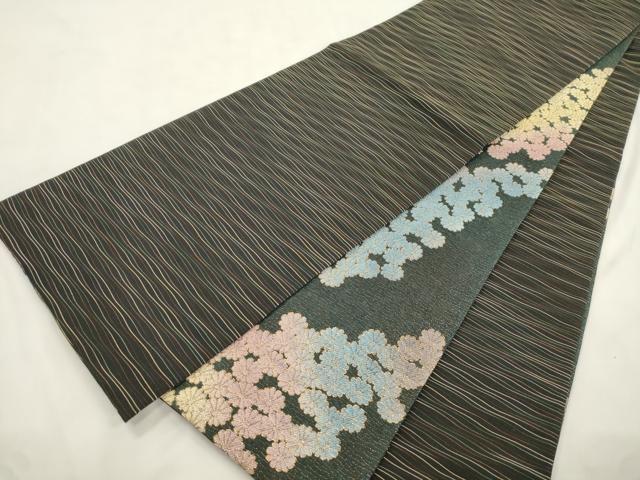 平和屋着物●両面 全通柄袋帯 ろうけつ手染 和紙織 花尽し文 金糸 正絹 逸品 CABM7684dy