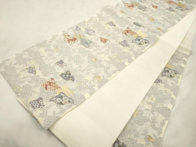 平和屋着物▽西陣 志都香謹製 六通柄袋帯 スリーシーズン 春夏秋 千鳥文 金糸 反端付き 正絹 逸品 CABM7706dy