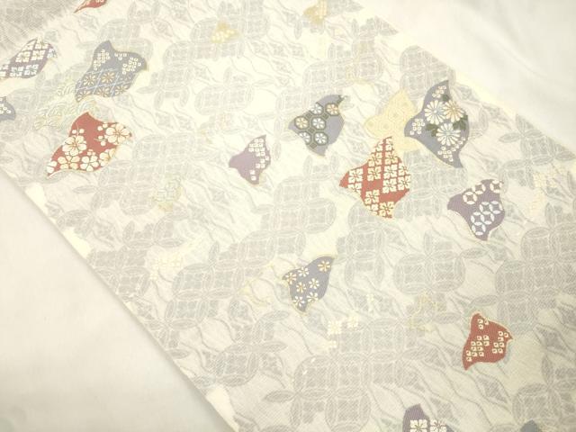 平和屋着物▽西陣 志都香謹製 六通柄袋帯 スリーシーズン 春夏秋 千鳥文 金糸 反端付き 正絹 逸品 CABM7706dy