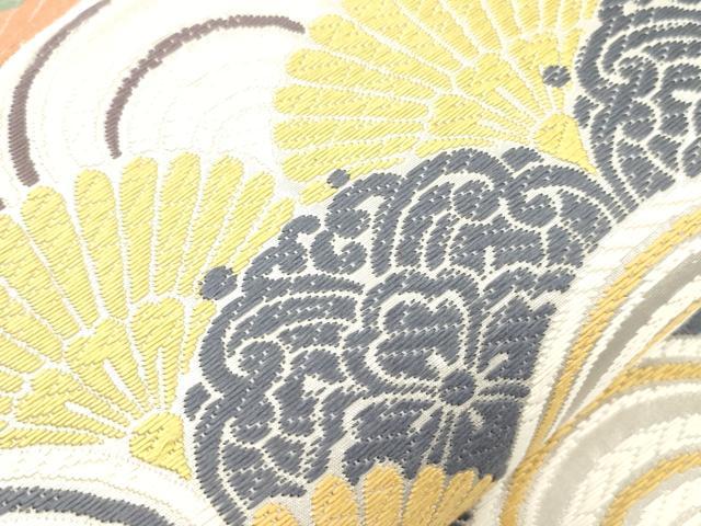 平和屋着物●六通柄袋帯 京唐織 名宝之宴 青海波 銀糸 正絹 逸品 未使用 CABM7720dy
