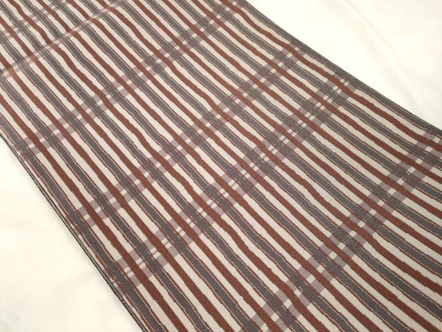 平和屋着物●両面 全通柄袋帯 縞 正絹 逸品 未使用 CABM7729dy