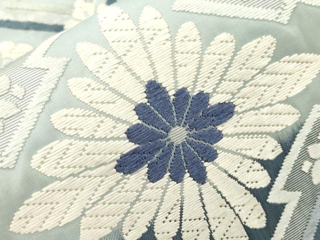 平和屋着物●六通柄袋帯 唐織 藍 菱花文 正絹 逸品 CABM7730dy