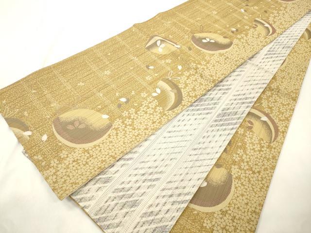 平和屋着物●両面 全通柄袋帯 兎舞桜文 正絹 逸品 CABM7731dy