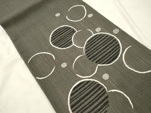 平和屋着物▽太鼓柄袋帯 スリーシーズン 春夏秋 すくい織 丸文 正絹 逸品 CABM7754dy
