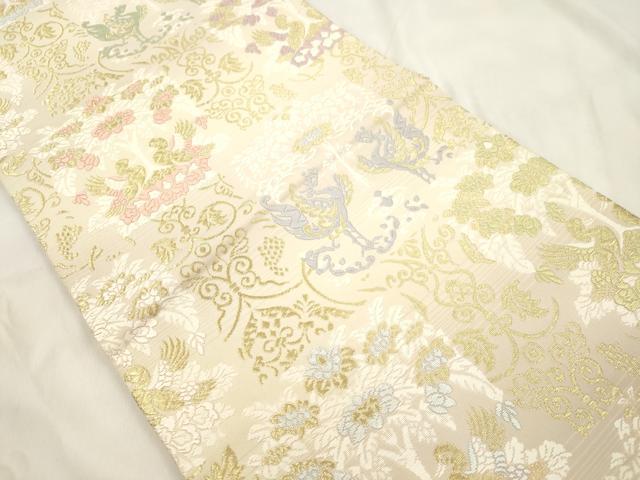 平和屋着物●六通柄袋帯 唐織 花鳥文 金糸 正絹 逸品 CABM7783dy