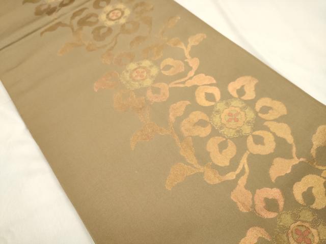 平和屋着物●織物一筋名門 織悦 全通柄 本袋帯 草花文 金糸 正絹 逸品 CABM7794dy