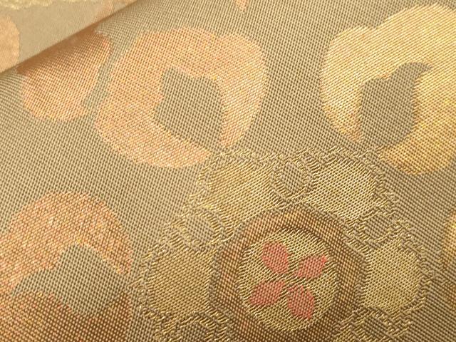 平和屋着物●織物一筋名門 織悦 全通柄 本袋帯 草花文 金糸 正絹 逸品 CABM7794dy