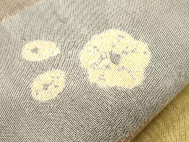 平和屋着物●六通柄袋帯 紬地 絞り 流水地紙花文 正絹 逸品 CABM7796dy