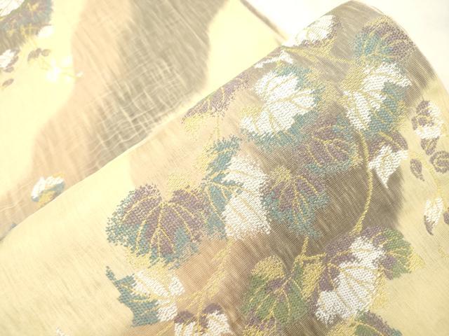 平和屋着物▽六通柄袋帯 スリーシーズン 春夏秋 蔦の葉文 金銀糸 正絹 逸品 CABM7822dy