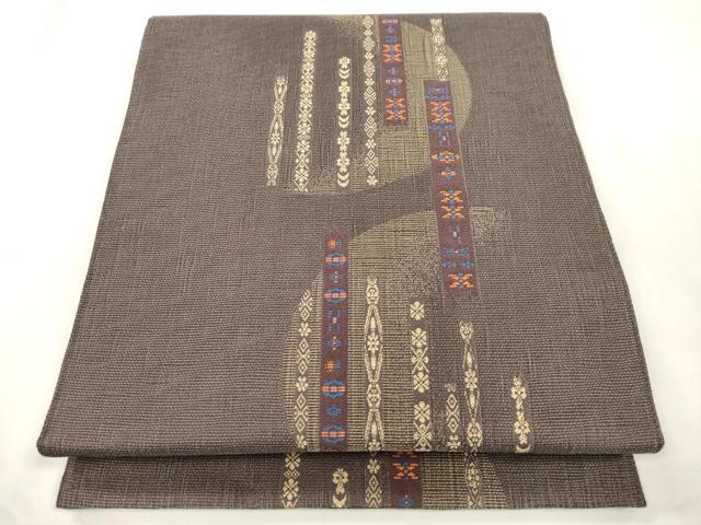 平和屋着物▽六通柄袋帯 スリーシーズン 春夏秋 三日月 幾何学花文 正絹 逸品 CABM7832dy