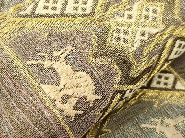 平和屋着物▽西陣 佐々木染織謹製 六通柄袋帯 スリーシーズン 春夏秋 有栖川 金糸 証紙付き 正絹 逸品 CABM7833dy