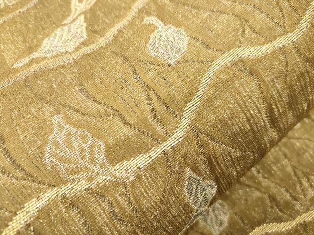 平和屋着物▽染色作家 草野一騎 六通柄袋帯 スリーシーズン 春夏秋 舞葉文 金糸 正絹 逸品 CABM7836dy