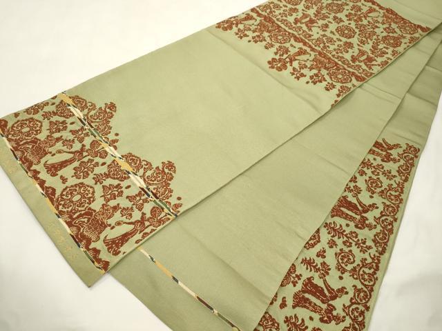 平和屋着物●龍村平蔵製 六通柄 本袋帯 天平彩菅文 金糸 正絹 逸品 CABM7889dy