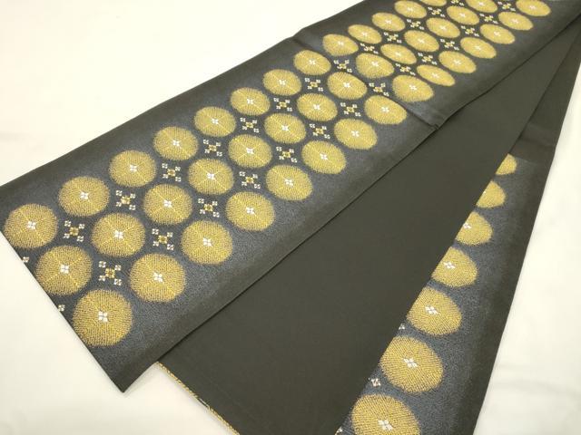 平和屋着物●袋帯 螺鈿 花丸文 黒地 金糸 正絹 逸品 CABM7893dy