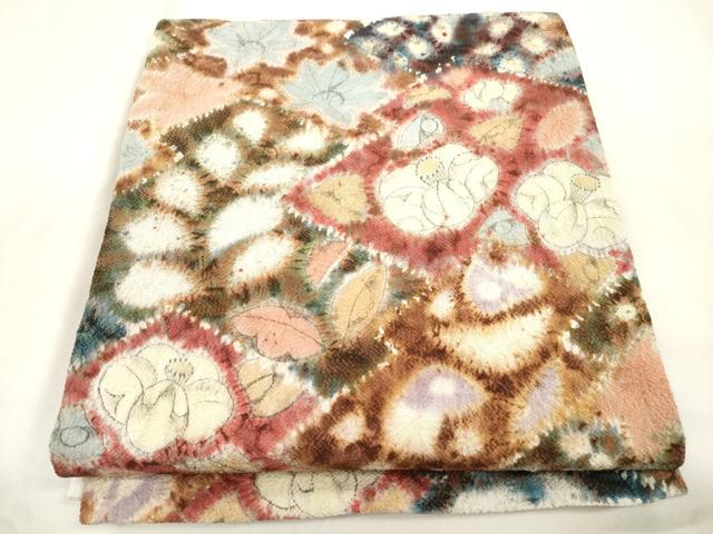 平和屋着物●太鼓柄袋帯 辻が花 絞り 鬼しぼ縮緬 正絹 逸品 CABM7907dy