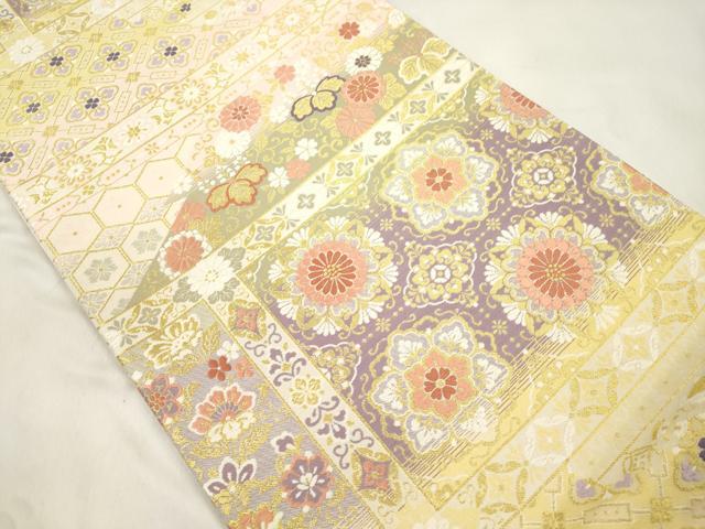 平和屋着物●六通柄袋帯 皇綾彩錦 正倉院吉祥花文 金糸 正絹 逸品 CABM7909dy