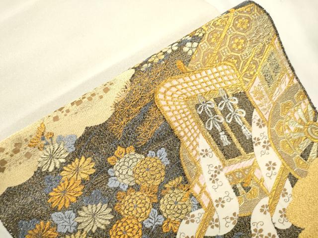 平和屋着物●西陣最高峰・北尾織物匠 綴れ 太鼓柄袋帯 御所解文様 金銀糸 正絹 逸品 CABM7913dy