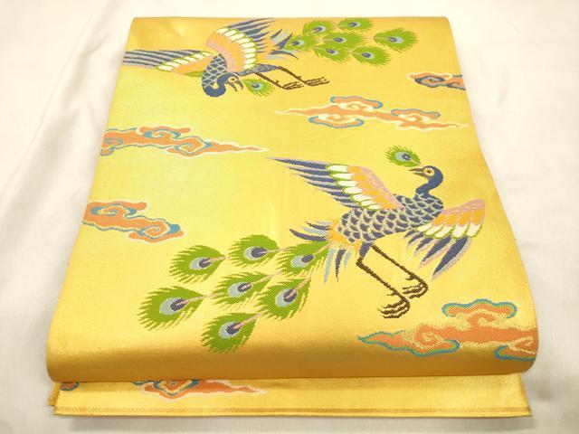 平和屋着物●織物一筋名門 織悦 全通柄 本袋帯 孔雀文 正絹 逸品 CABM7928dy